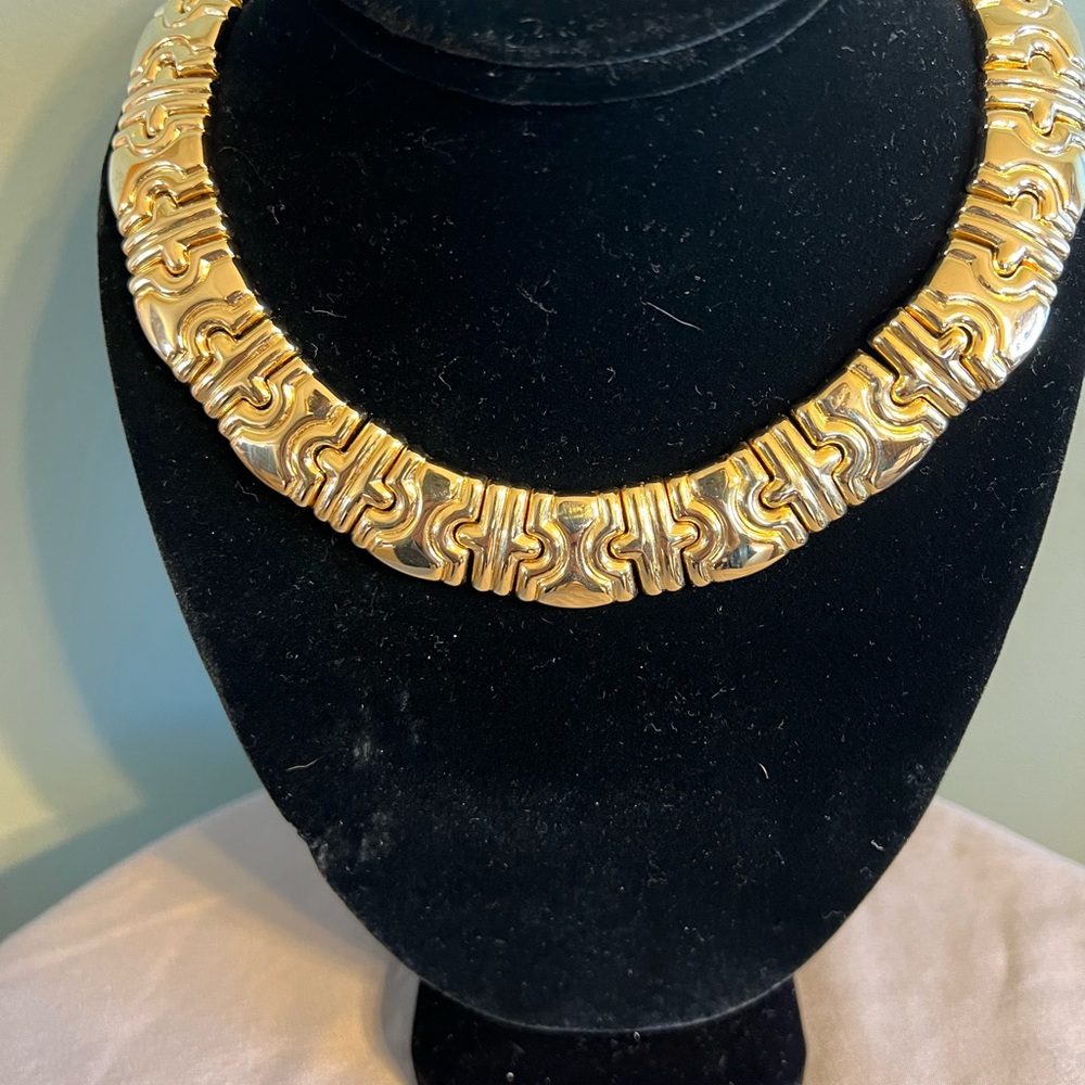 Elegant Gold Tone Byzantine Choker Necklace